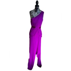 Marchesa Vibrant Fusia Silk Dress